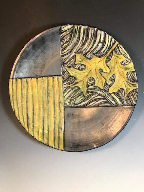 Gold Leaf Wall Plate, Diameter 16