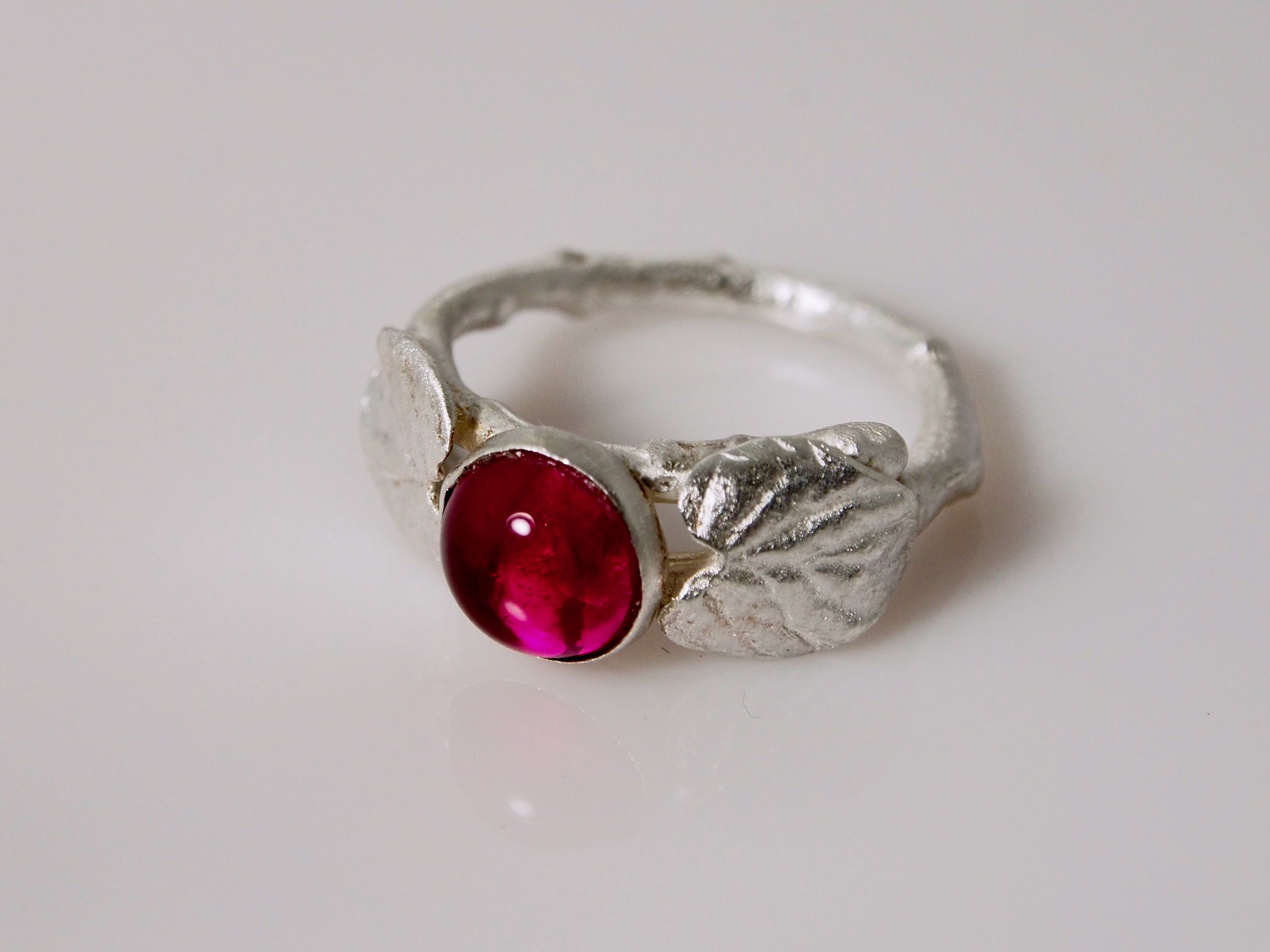 Ruby Flower Ring - Sterling/Synthetic Ruby