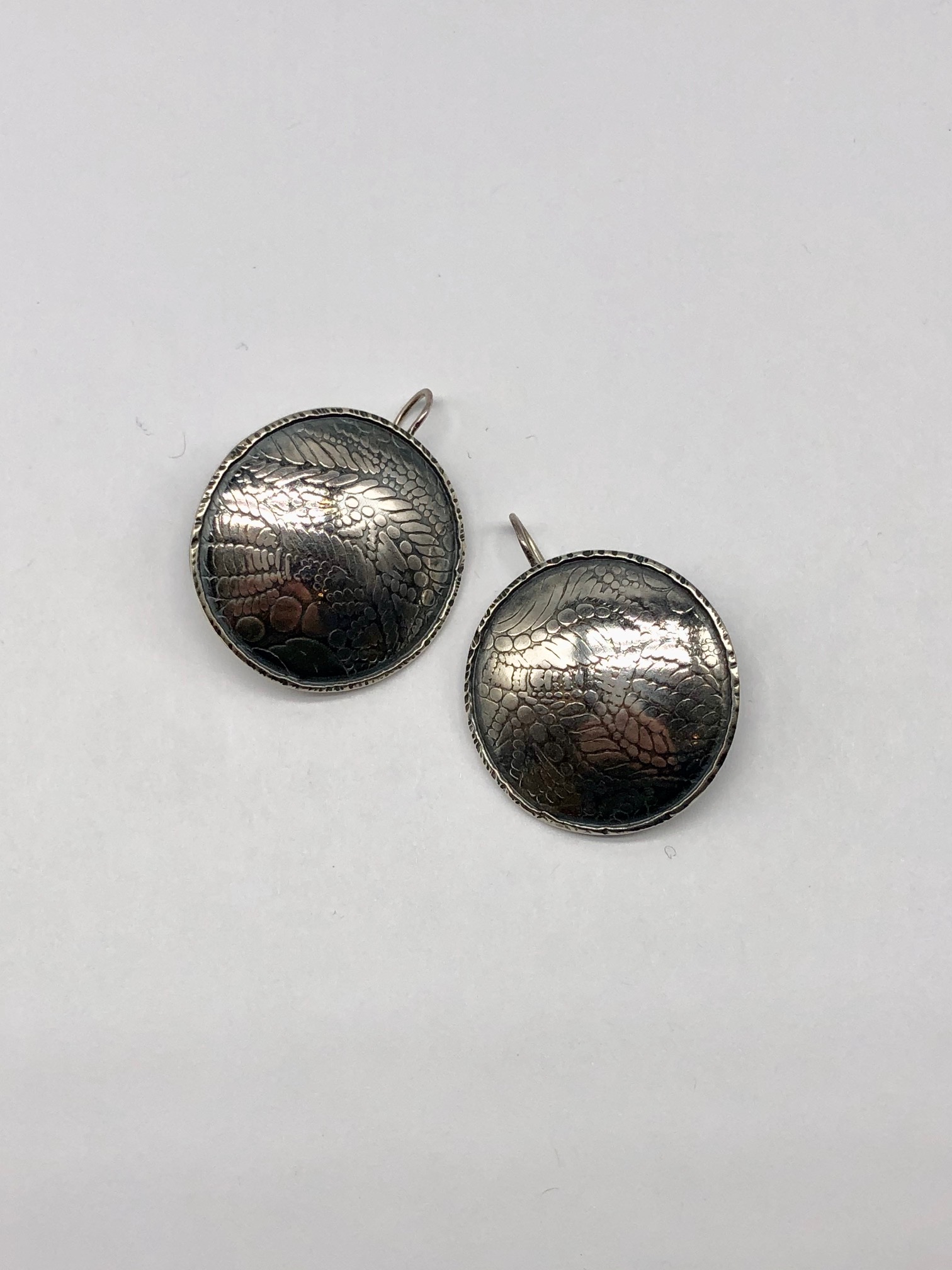 Sterling Textured Disc Earrings
