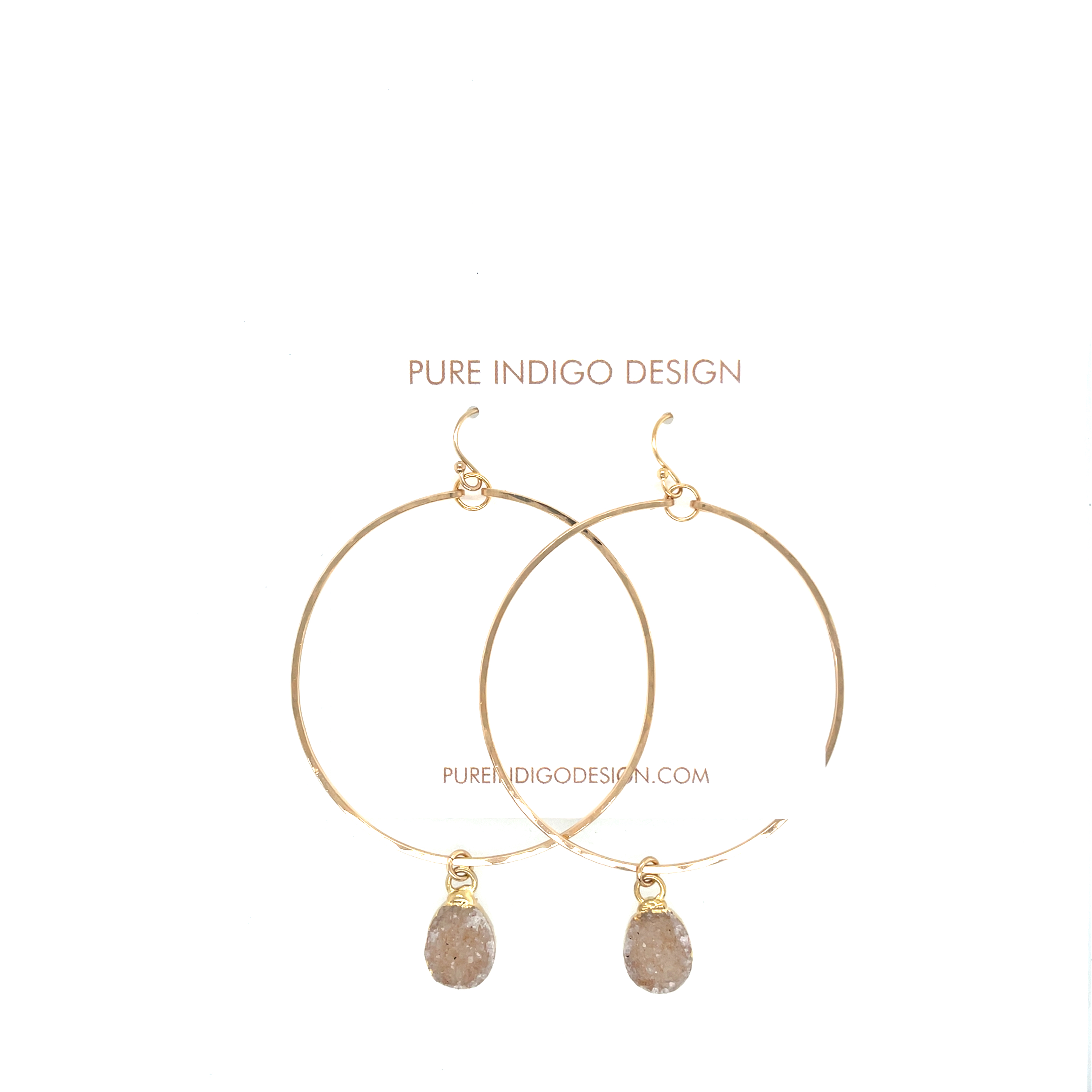 Image of Rey Druzy Hoop Earrings, Neutral by Heather Bailey