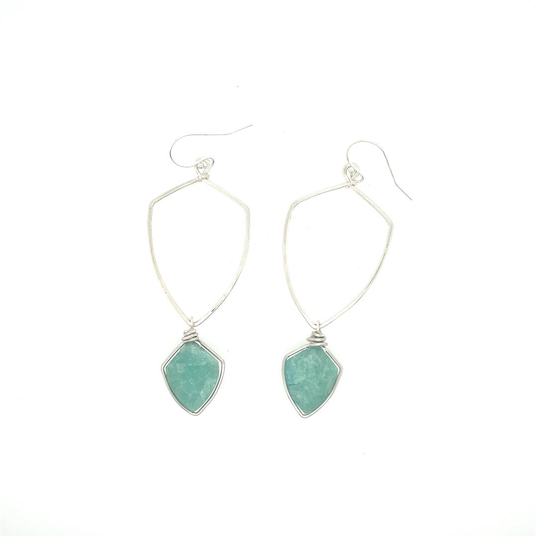 Image for Amazonite Shield Hoop Earrings - Sterling - Trunk Show