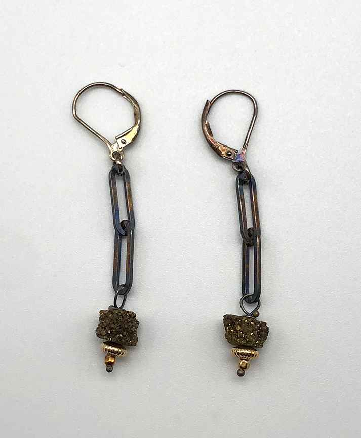 Image 1 for Pyrite and Sterling Earring Pyrite and Sterling Earring