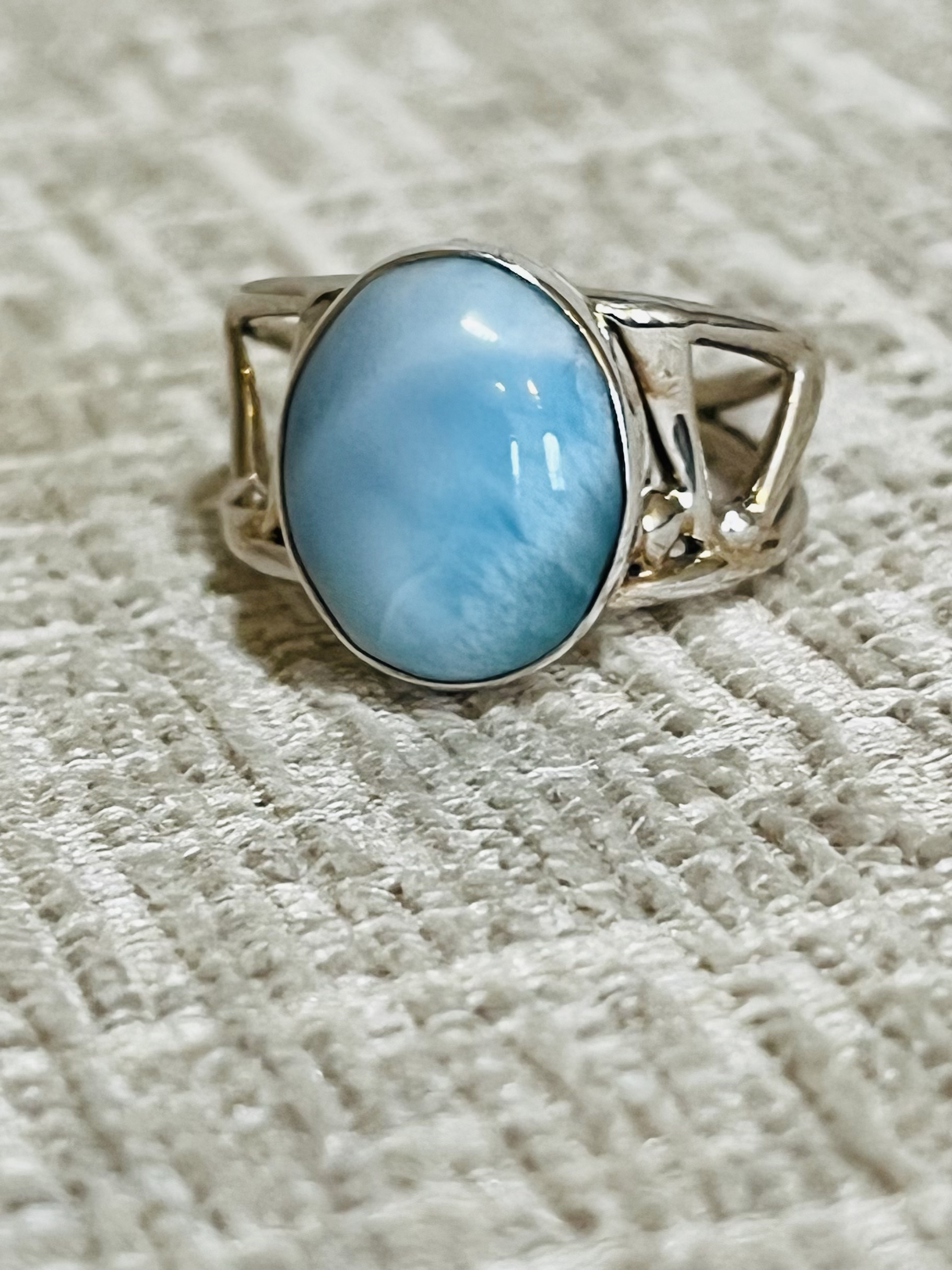 Image of Sterling Silver Larimar Ring, Size 7 by Catherine Laing