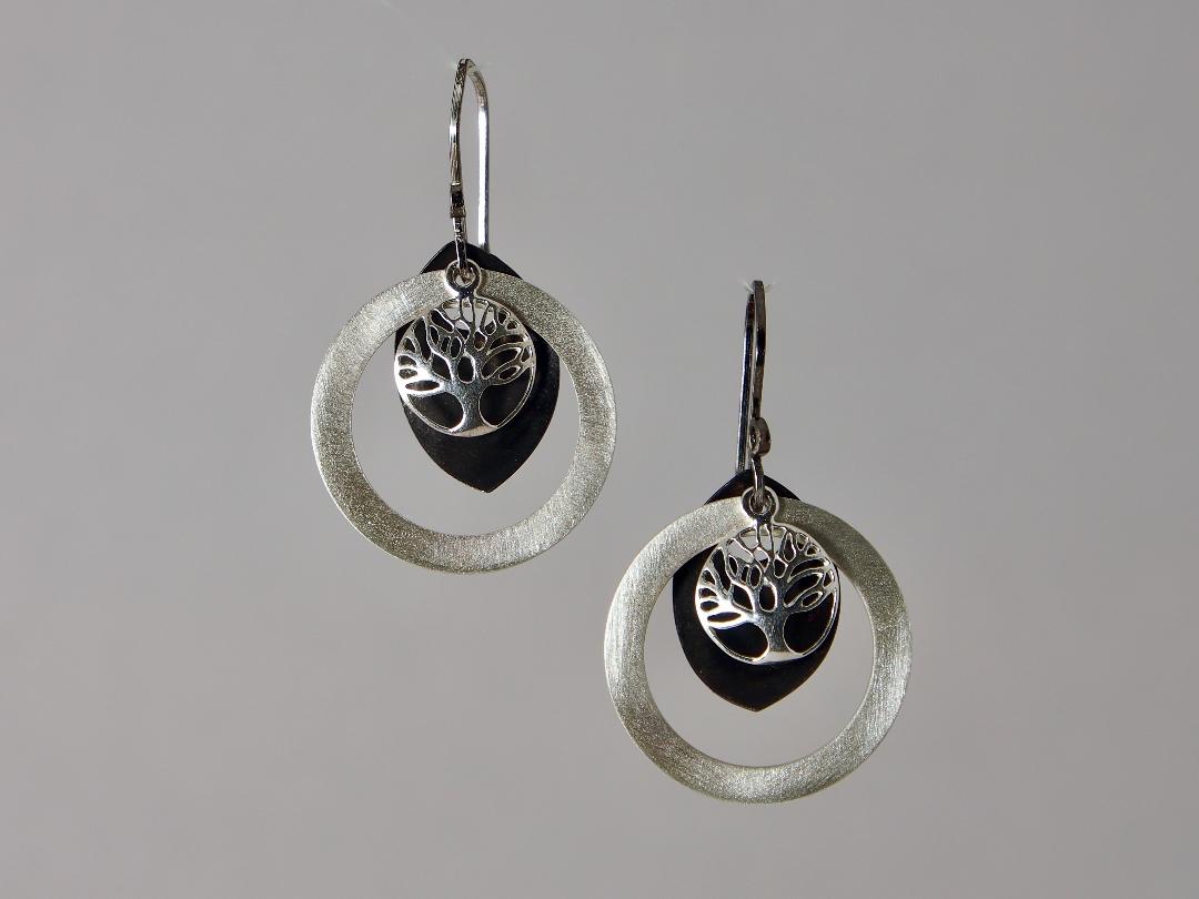 Tree Shadow Earrings in Sterling Silver