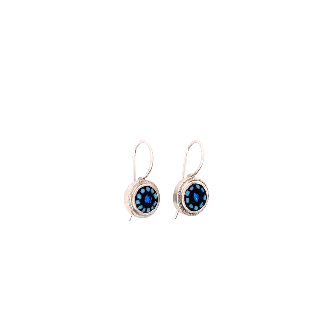 Round Petite Earrings, Blue
