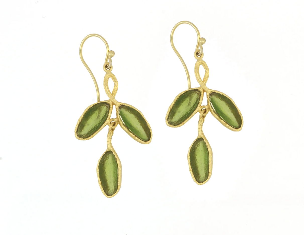 Image of Sage 3 Leaf Wire Earrings 1 3/4