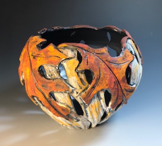Image 1 for Orange Leaf Rim Bowl Orange Leaf Rim Bowl