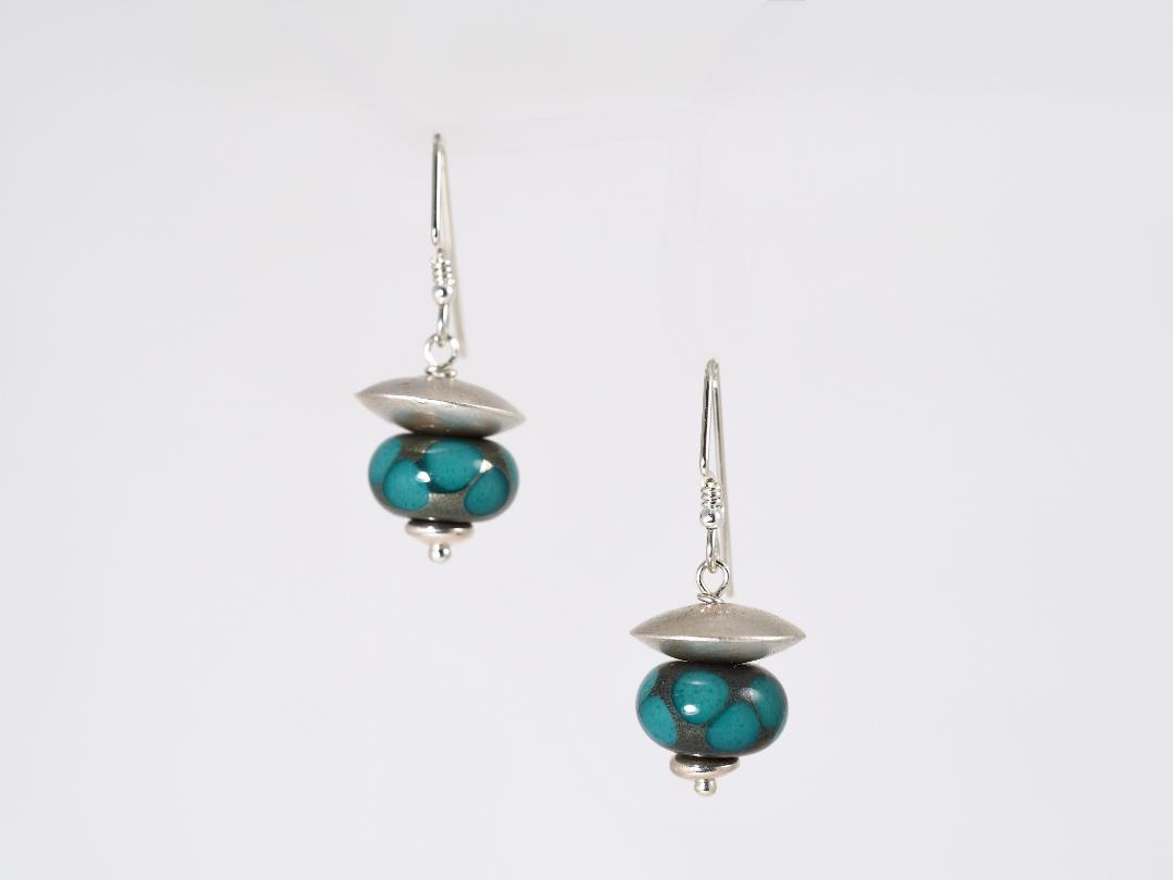 Image of Sterling and Blown Glass Earrings 1 by Barbara Rand