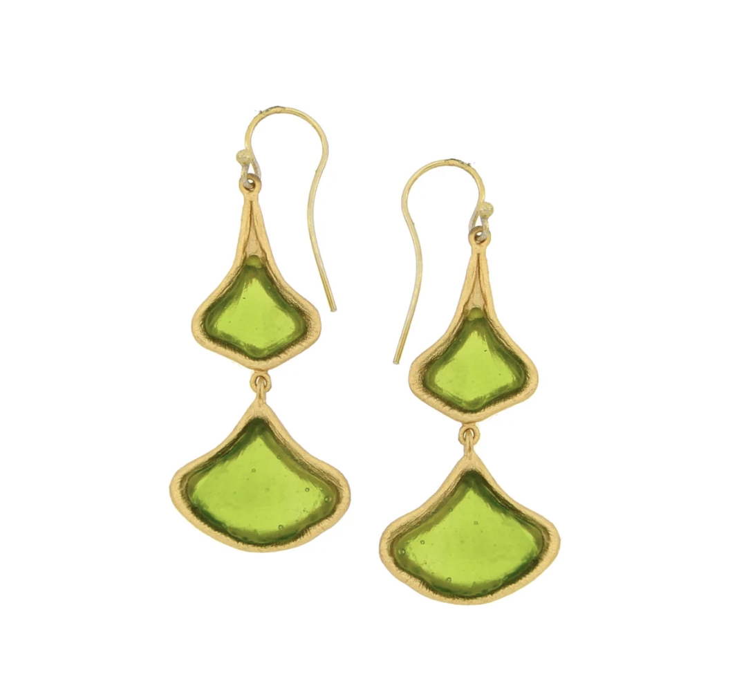 Image for Ginkgo Double Drop Wire Earrings 2
