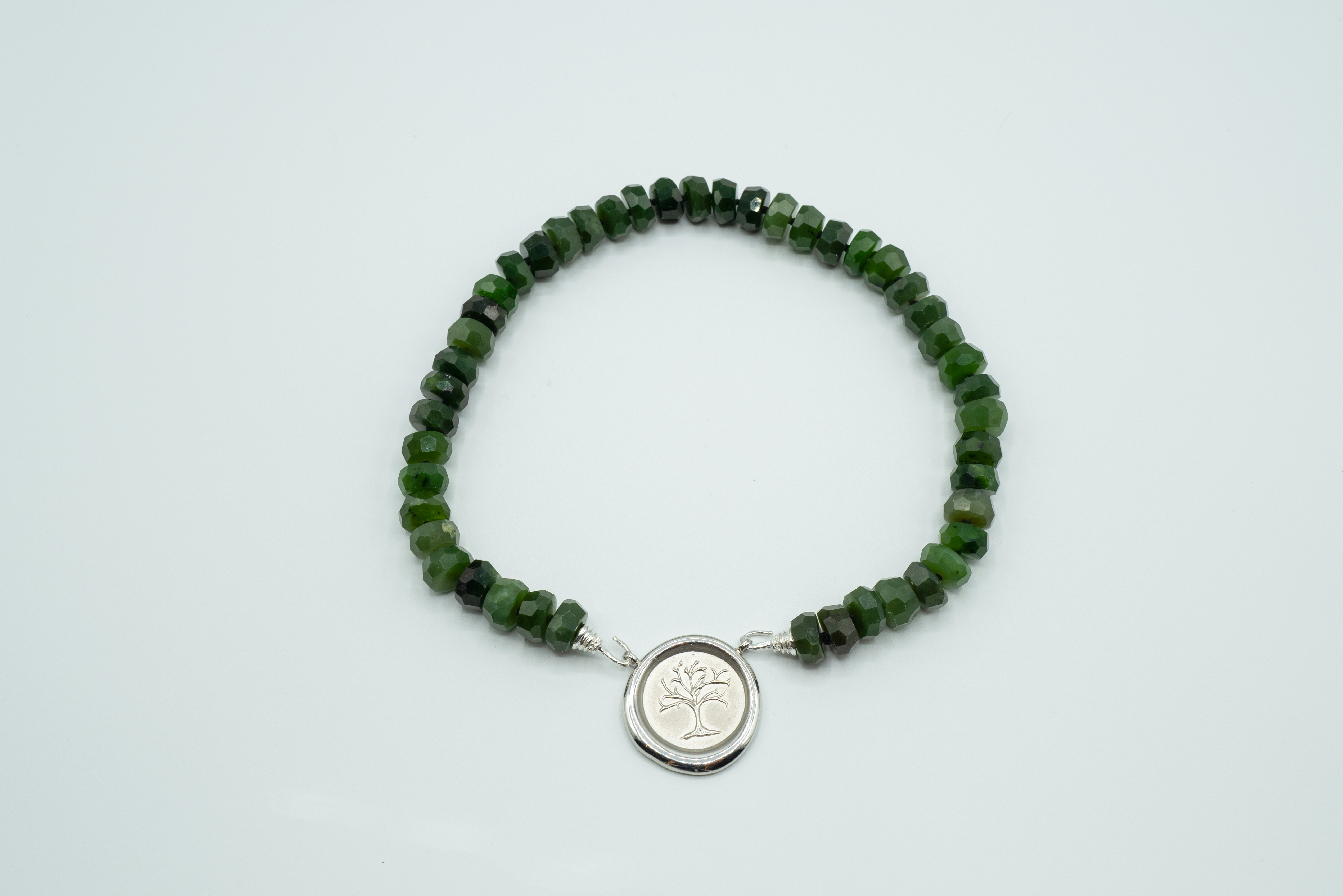 Canadian Jade Rough Rondele Faceted 12-13mm with Sterling Hooks
