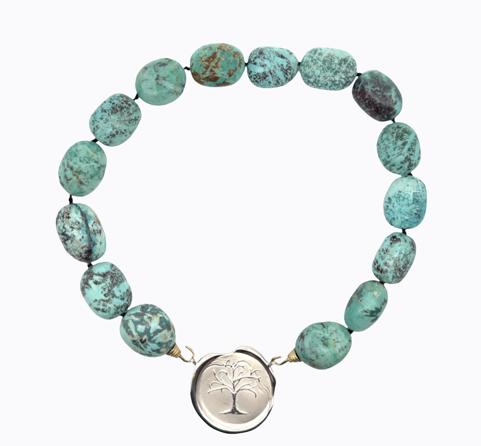 Image of Large Peruvian Egg Shaped Turquoise Nuggets on Sterling Hooks by Marcia McDonough