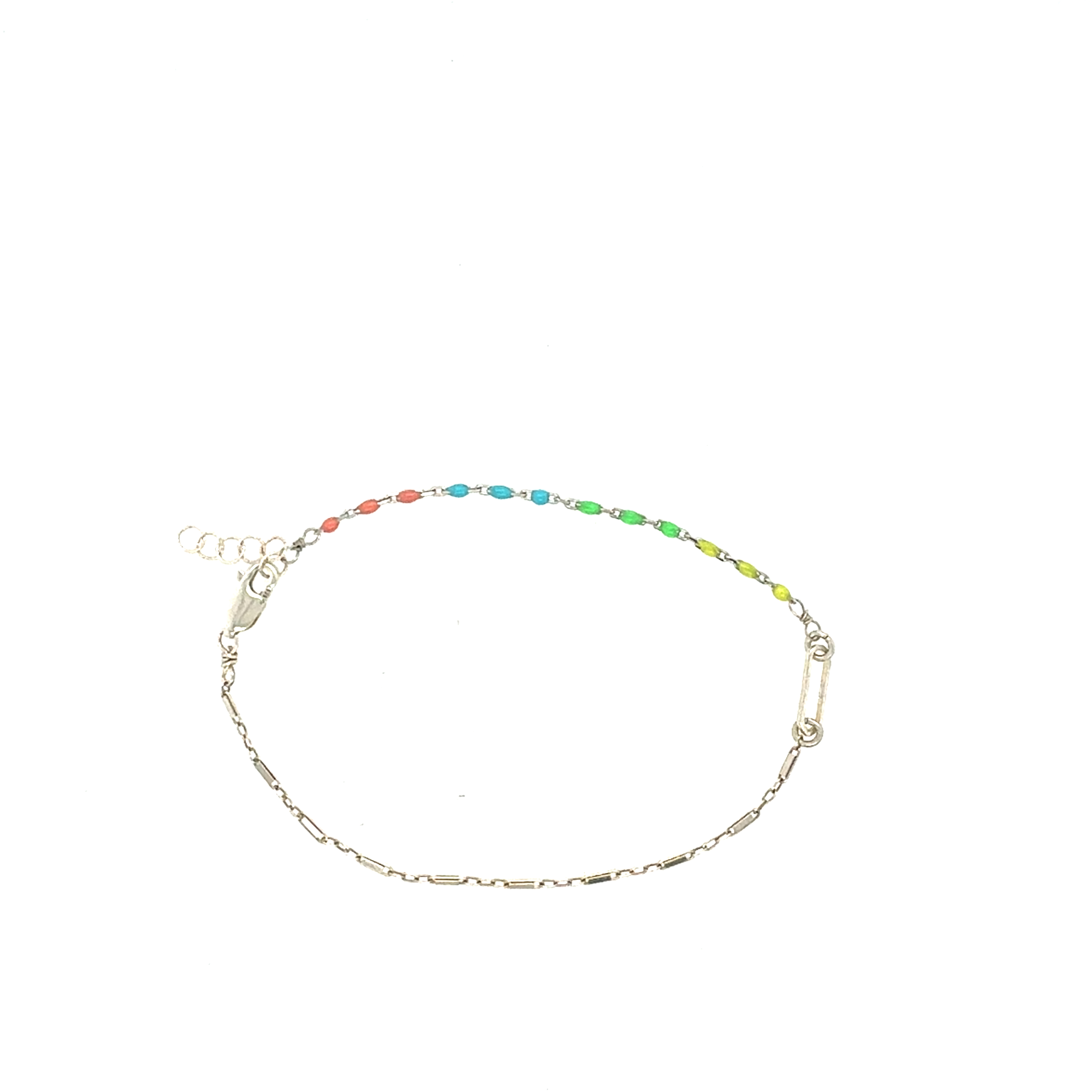 Image of Enamel and Bar Link Chain Bracelet - Sterling - Trunk Show by  RACH B Jewelry