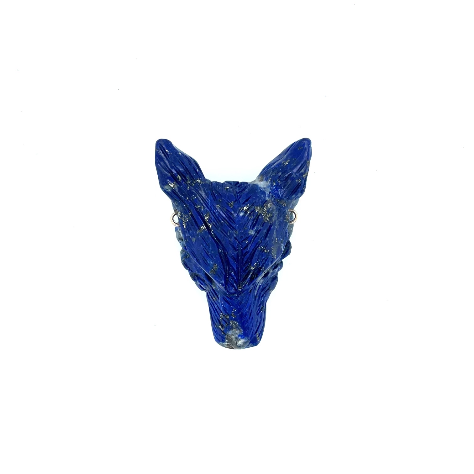 Hand Carved Blue Lapis Wolf Head Centerpiece