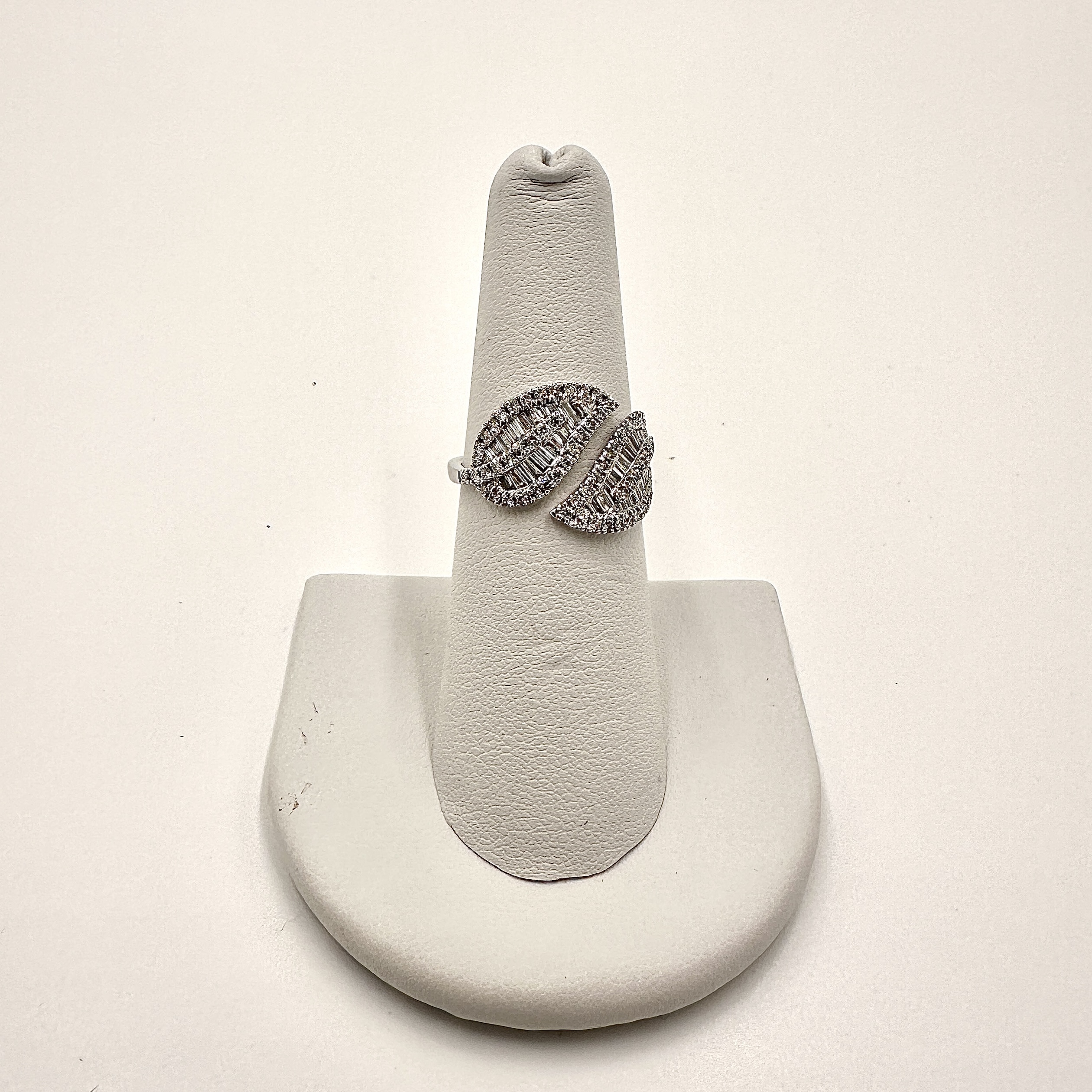 Image of 18 Karat White Gold and Diamond Bypass Leaf Ring by Marcia McDonough
