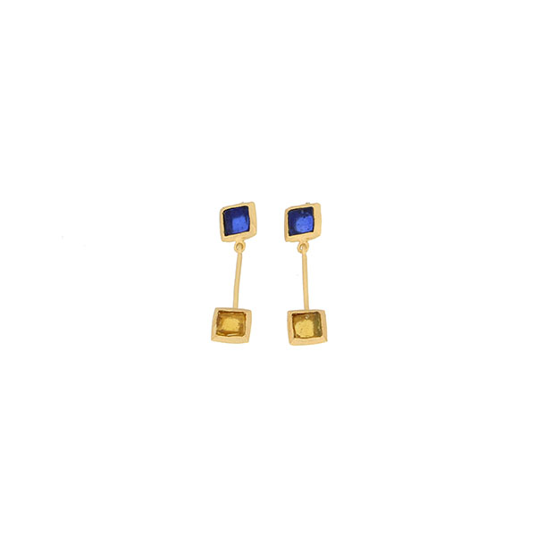 Mosaic Dainty Post Earrings in Cobalt and Amber
