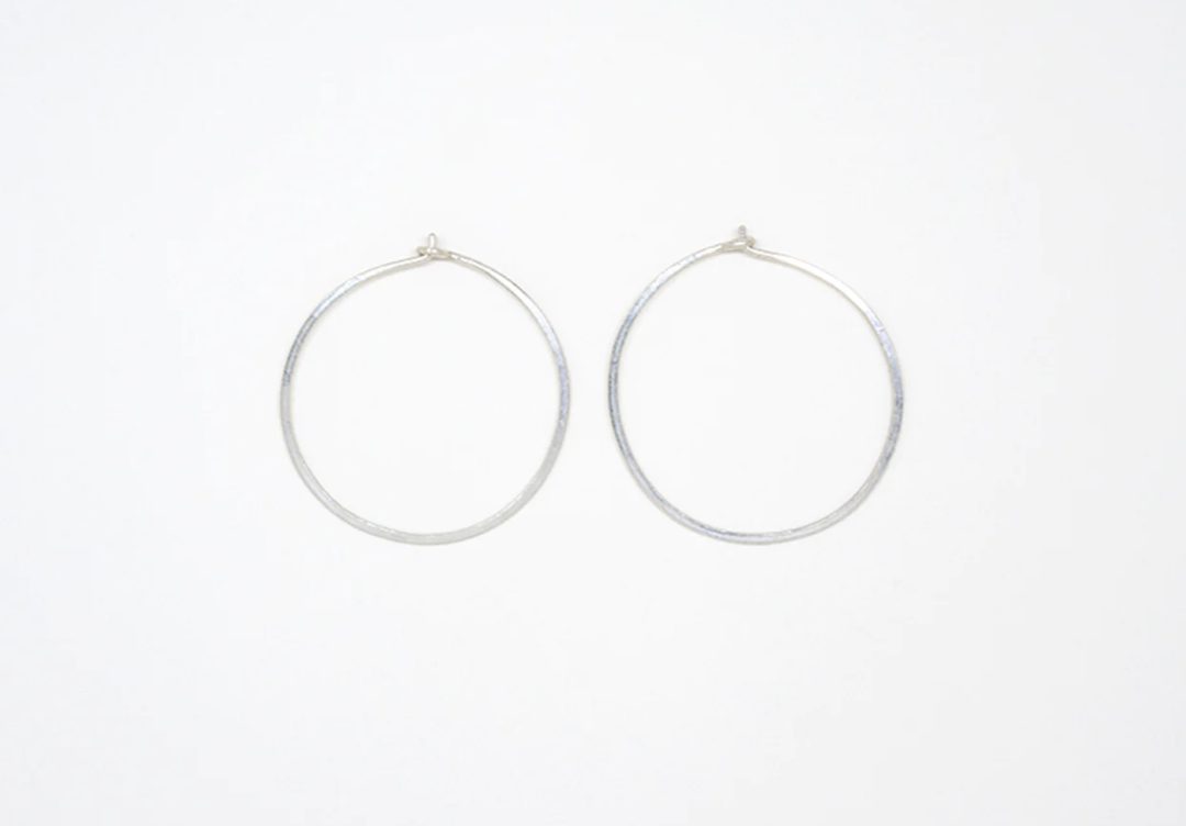 Small Round Sterling Hoops, 1 1/2