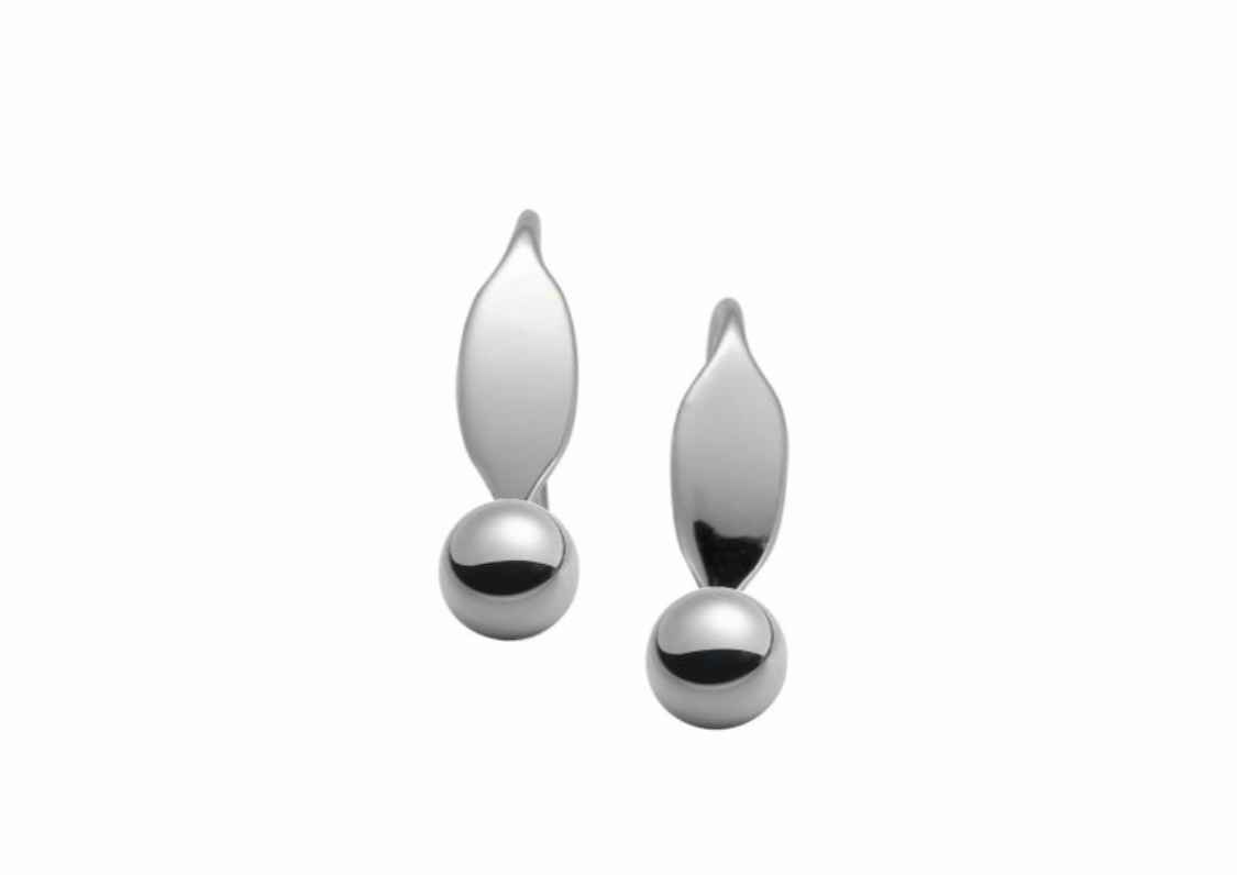 La Petite Sterling Silver Large Earring with Silver Ball
