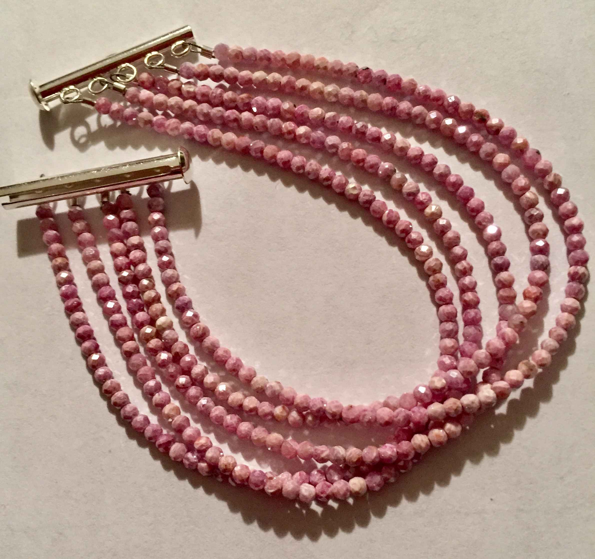5 Strand Bracelet Pink Sapphires 7 1/2