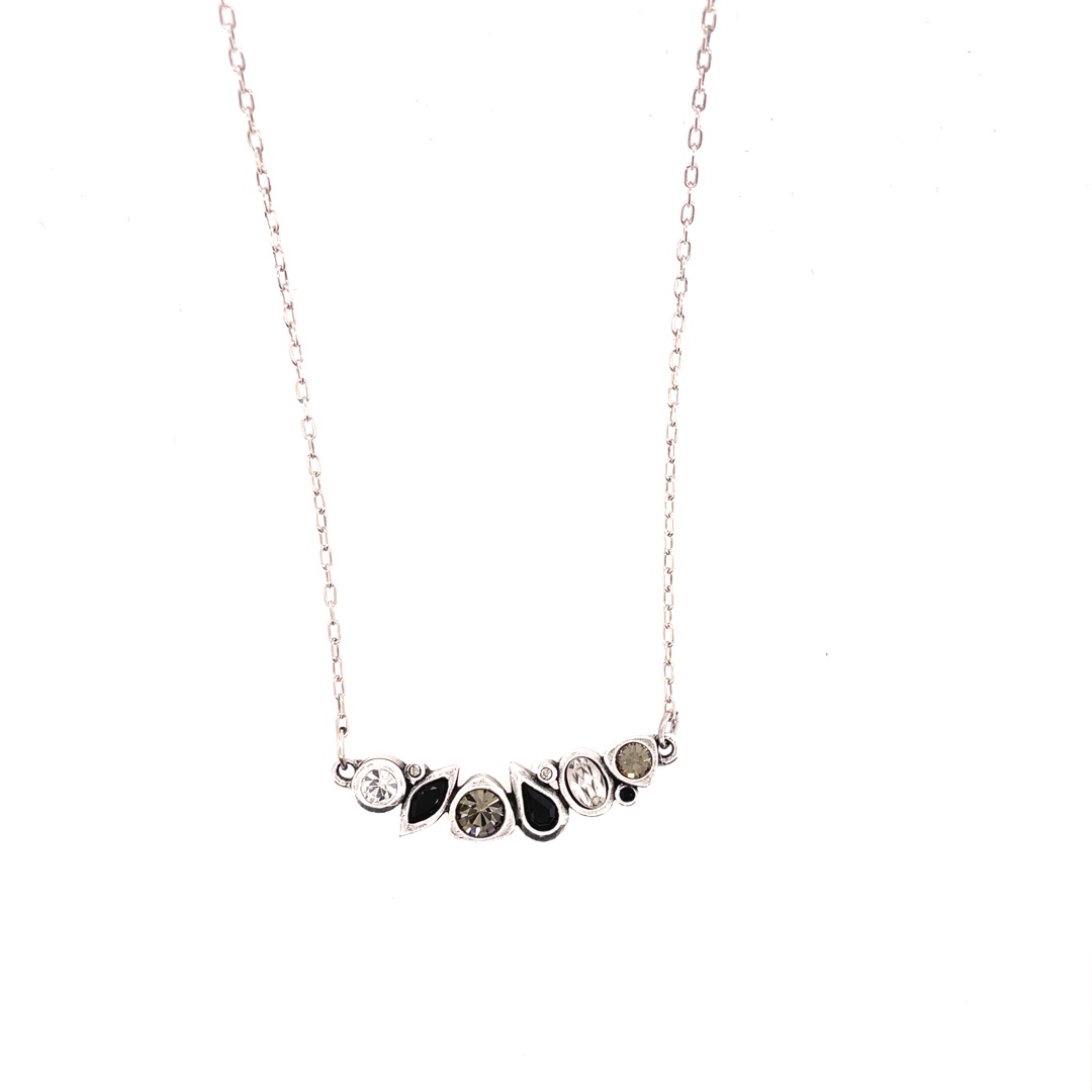 Sabine Necklace in Silver, Black and White