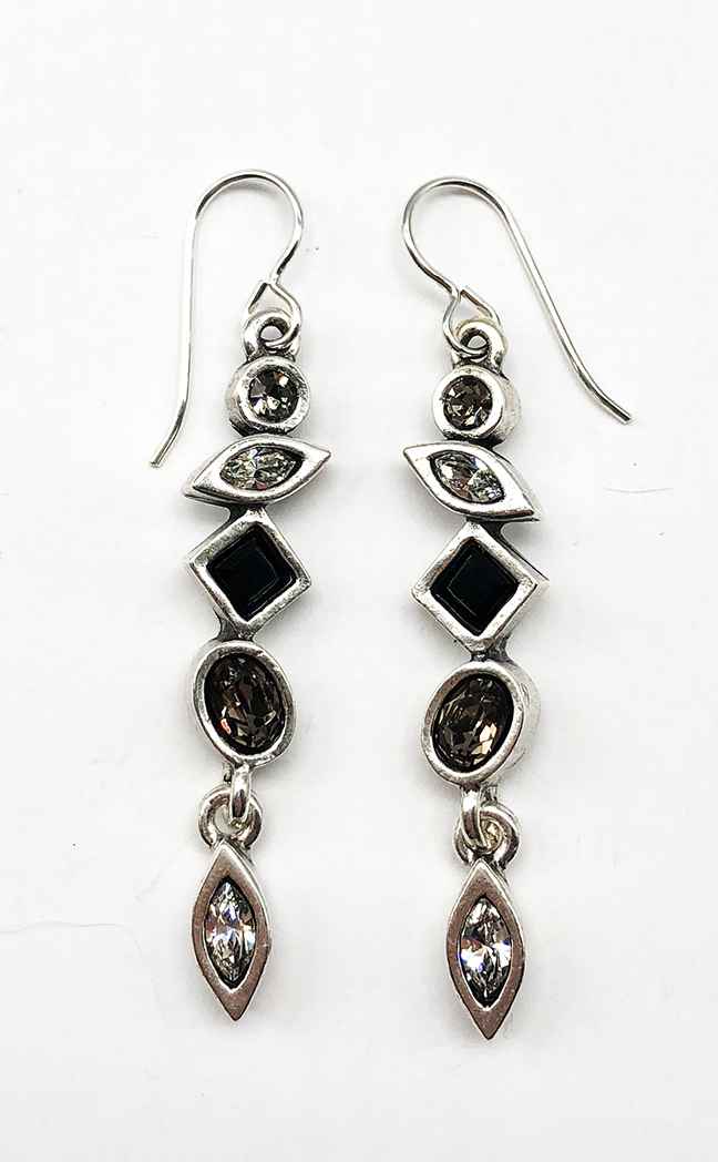 Image 1 for Revelation Earrings in Silver, Black & White Revelation Earrings in Silver, Black & White