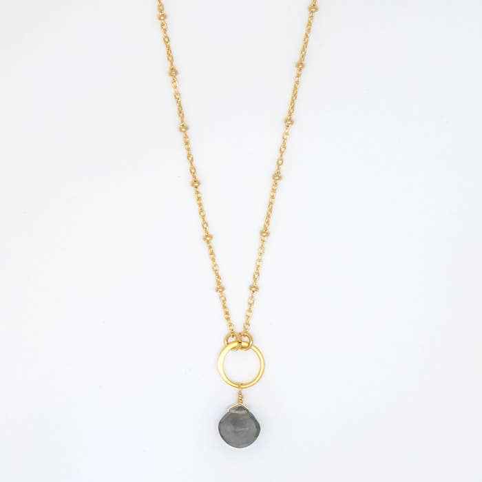 Grey Moonstone on Gold-fill Chain