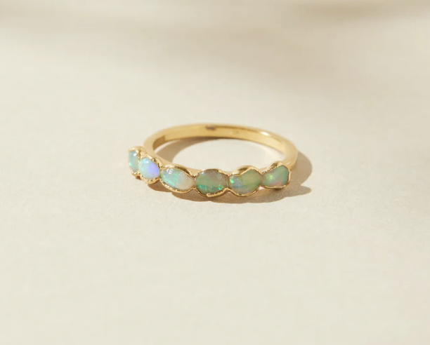 White Opal Ring Size 8 Gold