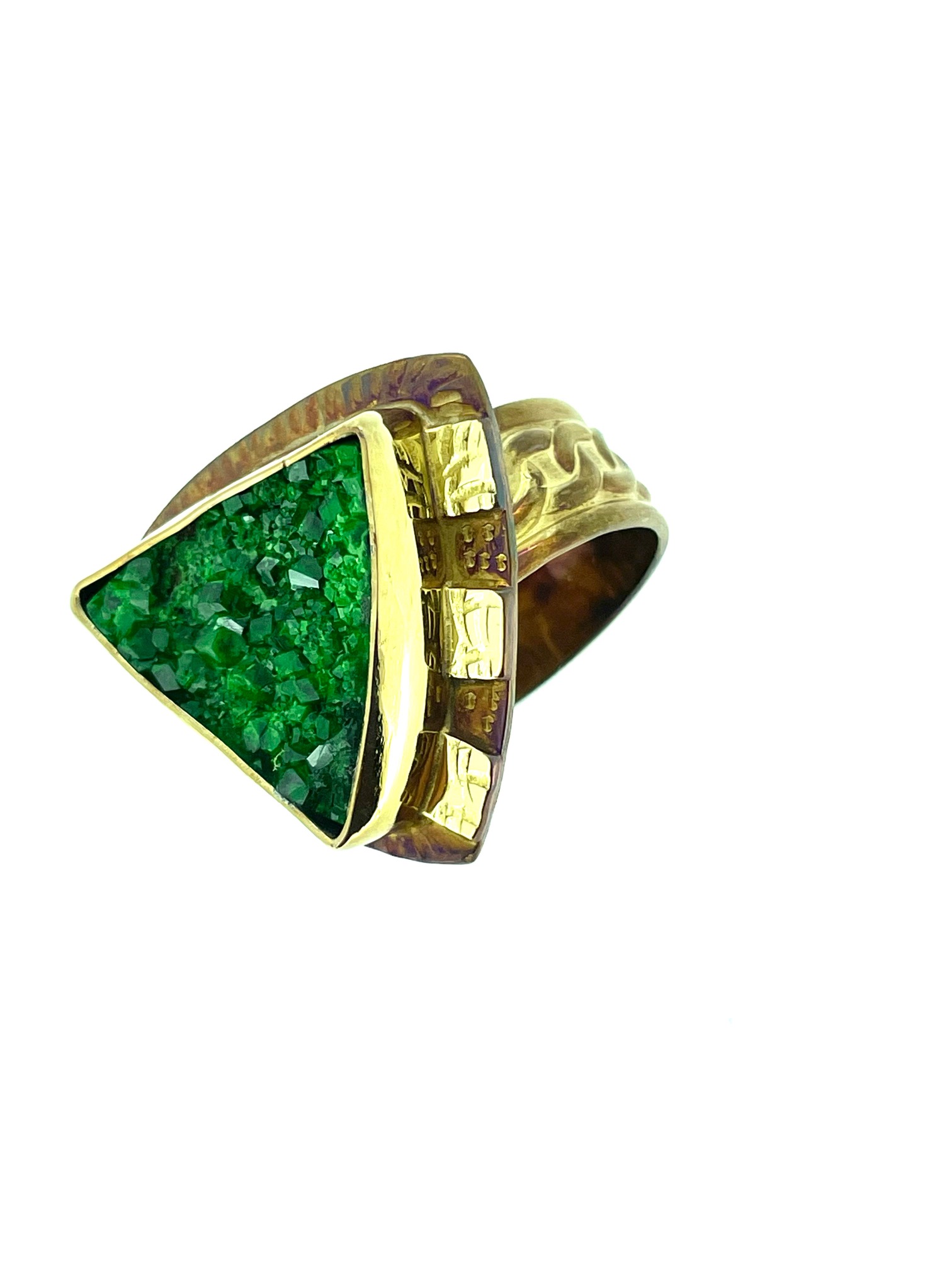 Sterling Silver, 18k, Uvarovite (Green Garnet) Ring - Size 7