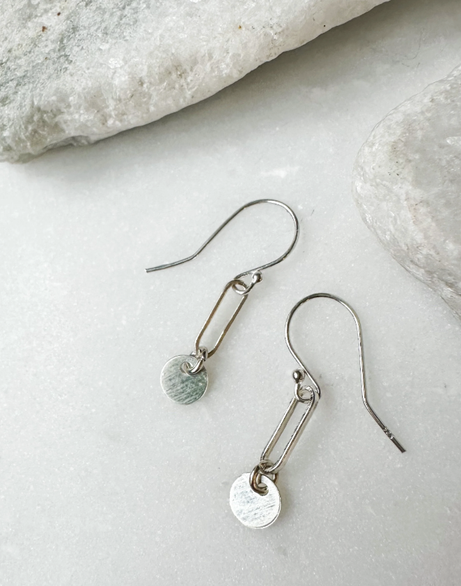 Image of Coin Link Drop Earrings, Sterling by  RACH B Jewelry