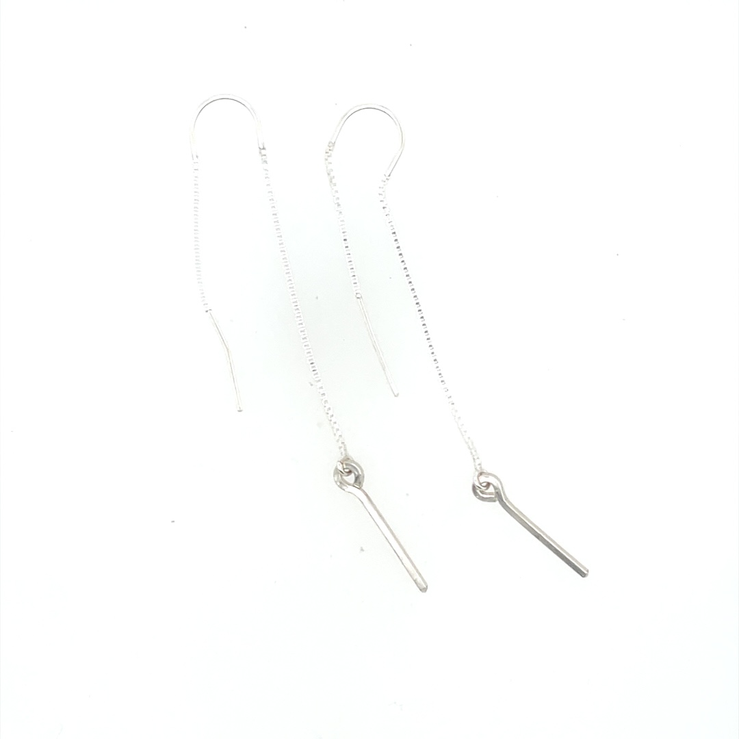 Image of Chain Threader with Bar Drop Earrings, Sterling by  RACH B Jewelry