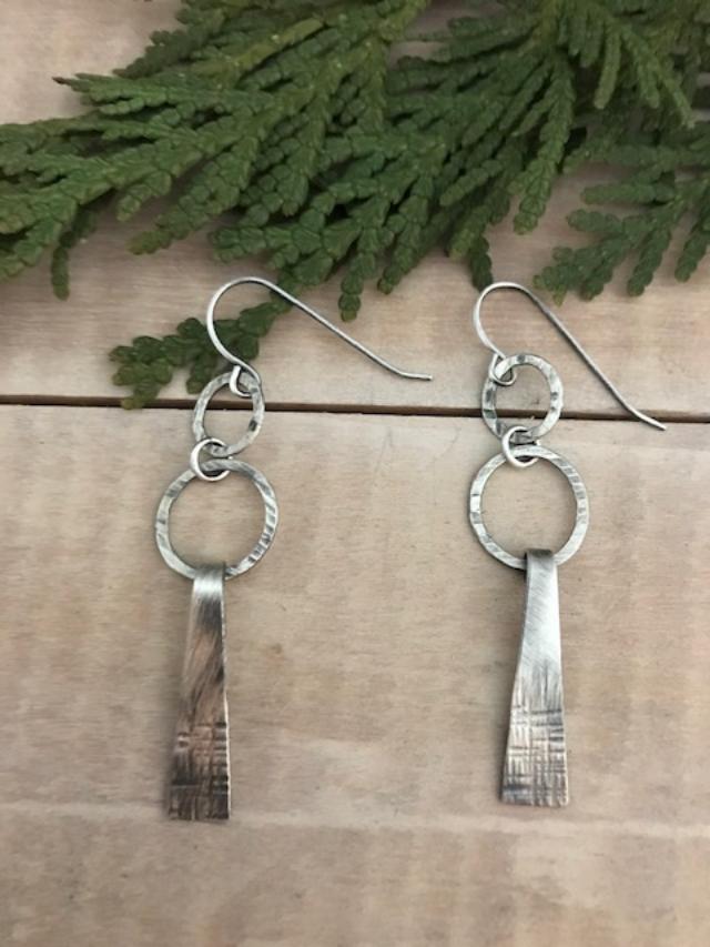 Circle Stick Earrings in Sterling Silver