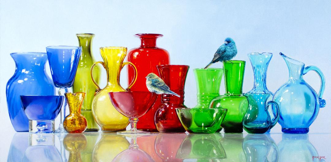 Image of Indigo Buntings & Colored Glass by Rebecca Korth