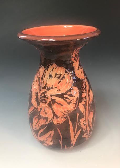 Image of Small Coral Poppy Vase by Nancy Briggs