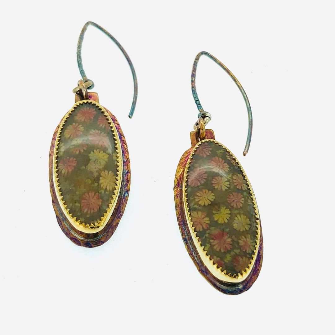 Image 1 for Fossilized Coral Earring Fossilized Coral Earring