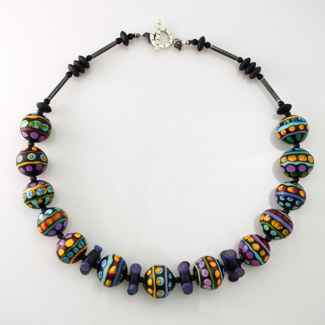Black Beauty Necklace - Blown Glass/Onyx/Sterling