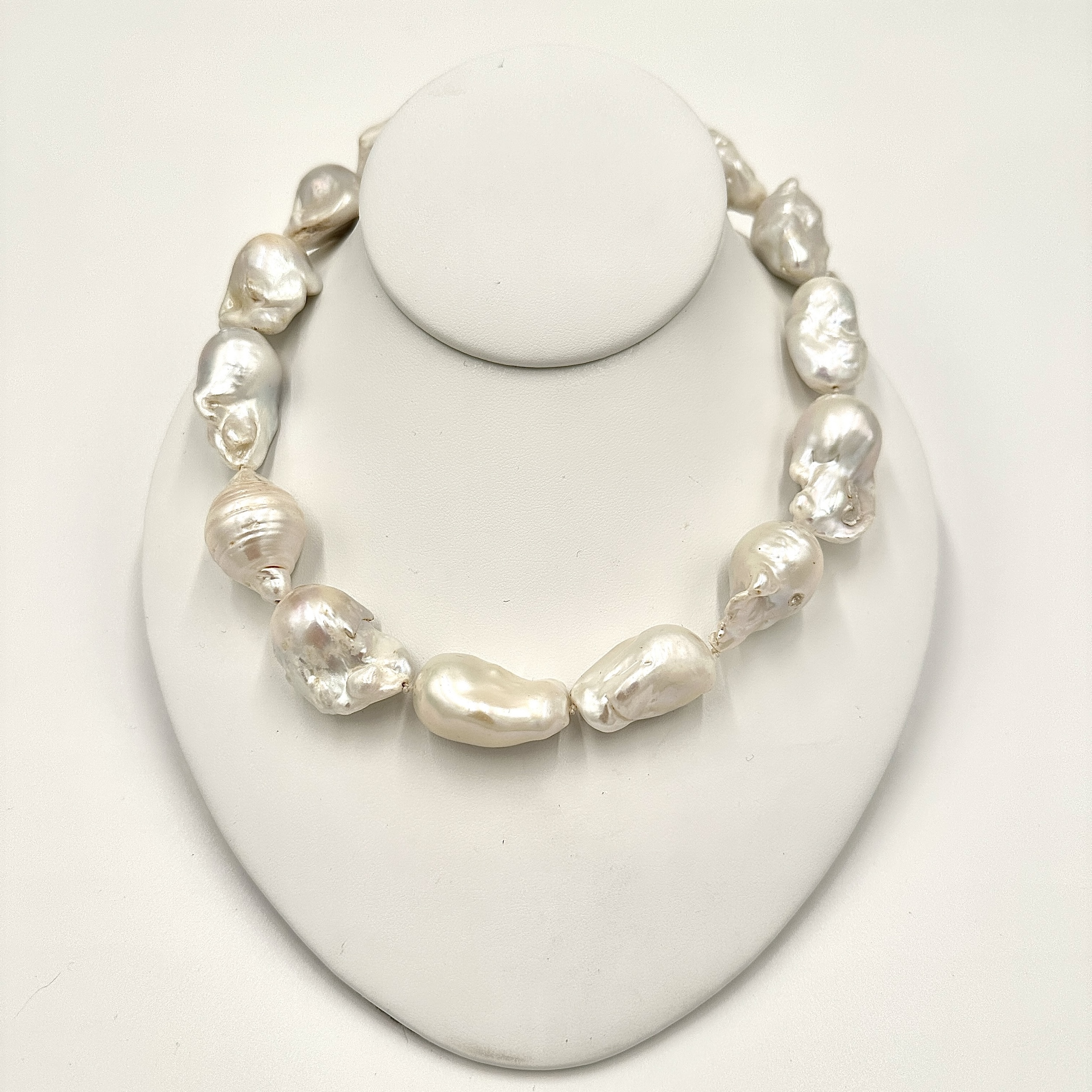 Image of Extra Large White High Luster Freshwater Pearls on Hand Cast Sterling Hooks by Marcia McDonough