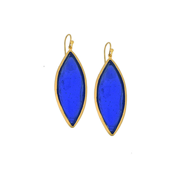 Marquise Large Wire Earrings in Cobalt
