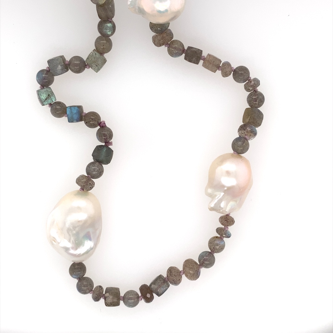 Image 1 for Baroque Labradorite Hand-Knotted Necklace 28'' Baroque Labradorite Hand-Knotted Necklace 28''