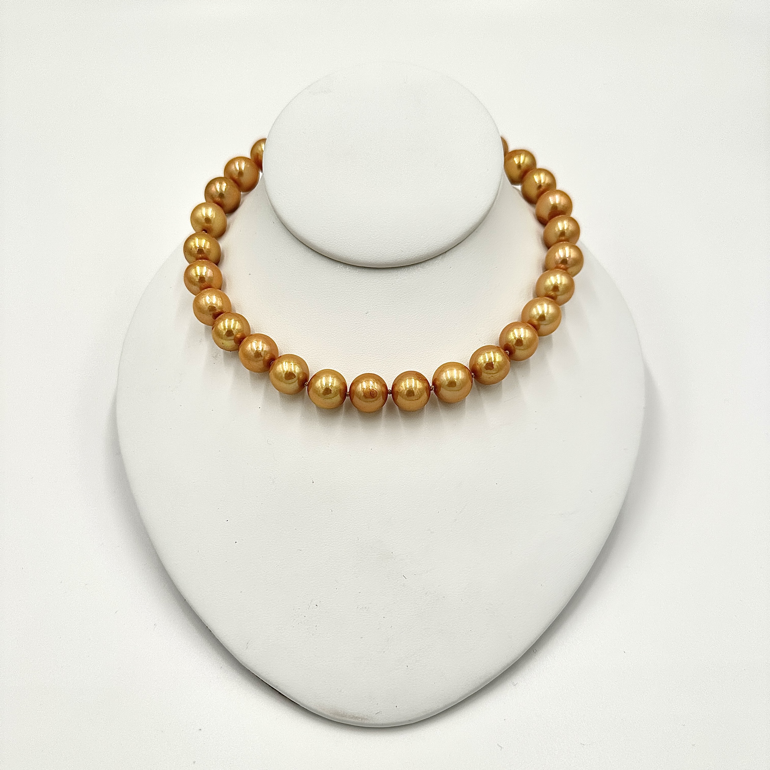 Image of Approximately 10 mm to 11 mm Golden Freshwater High Luster Pearls on Hand Cast Bronze Hooks by Marcia McDonough