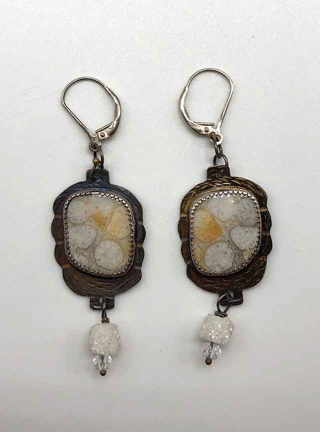 Image 1 for Fossilized Coral and Sterling Earrings Fossilized Coral and Sterling Earrings