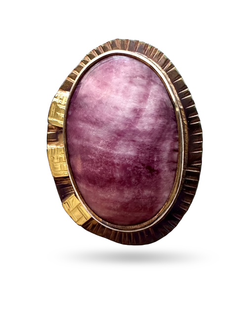 Image 2 for 3 Sterling Silver, Fine Silver Bezel, Spiney Oyster, Natural Color, and 18k Gold Ring - Size 7