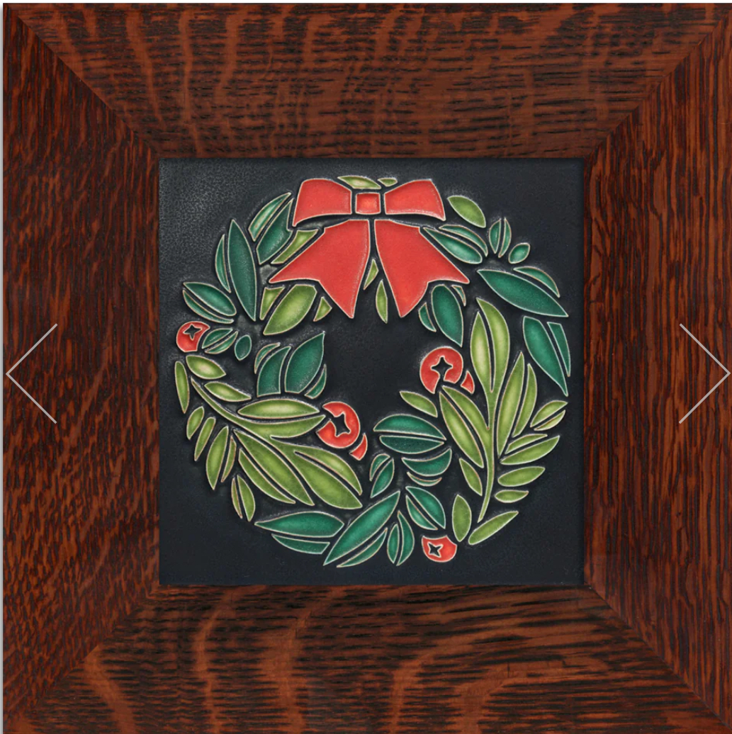 Image of Oak Framed Wreath Tile by Nawal Motawi