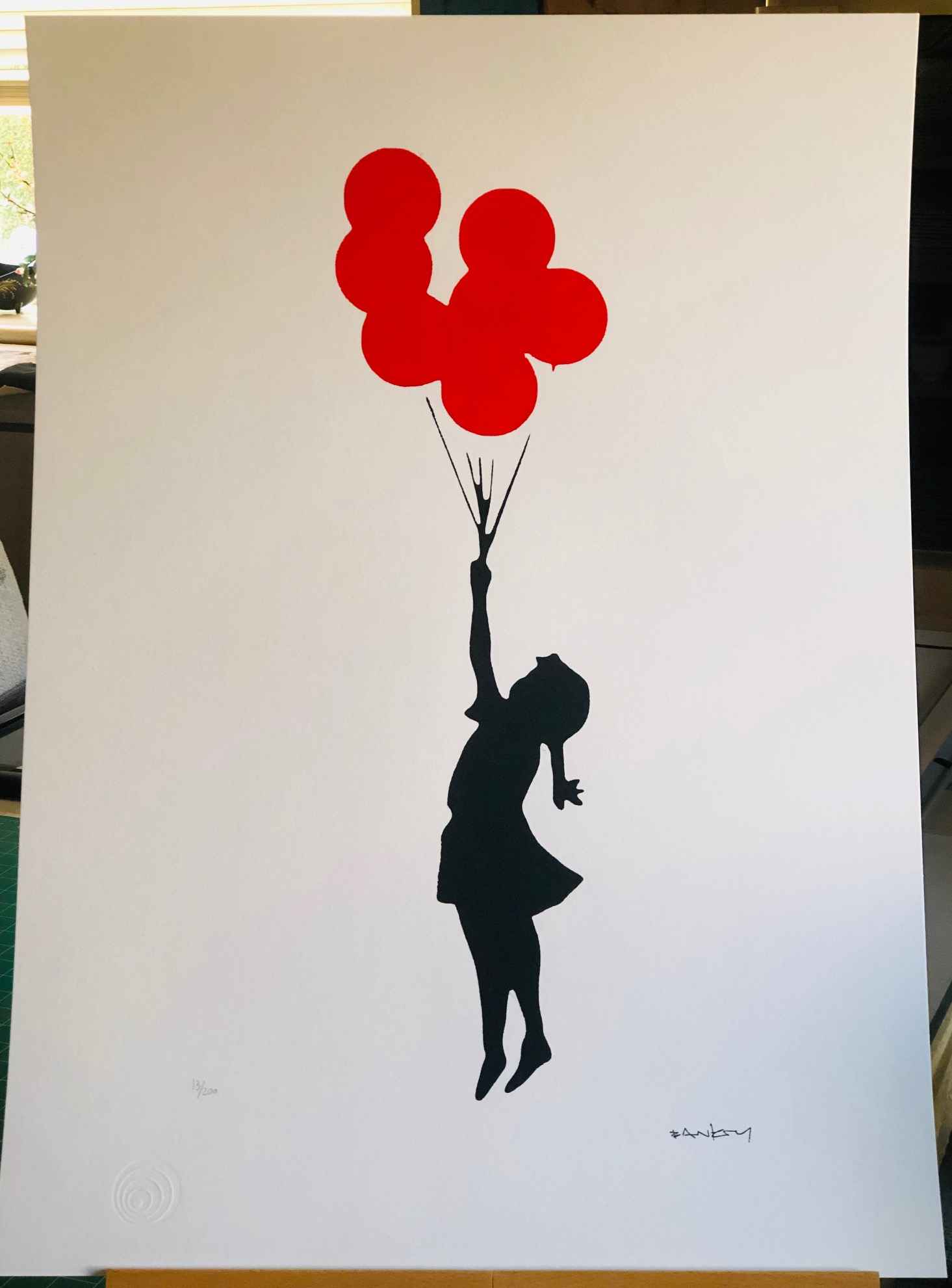 Flying Balloon Girl (Red) by Banksy - Leviton Fine Art, LLC