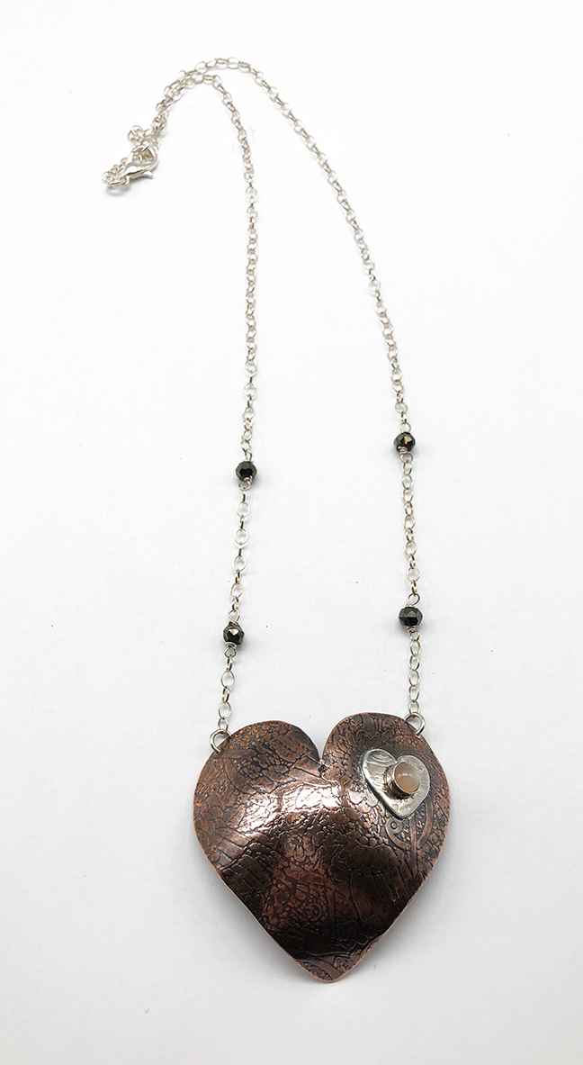 Heart Necklace Copper and Sterling