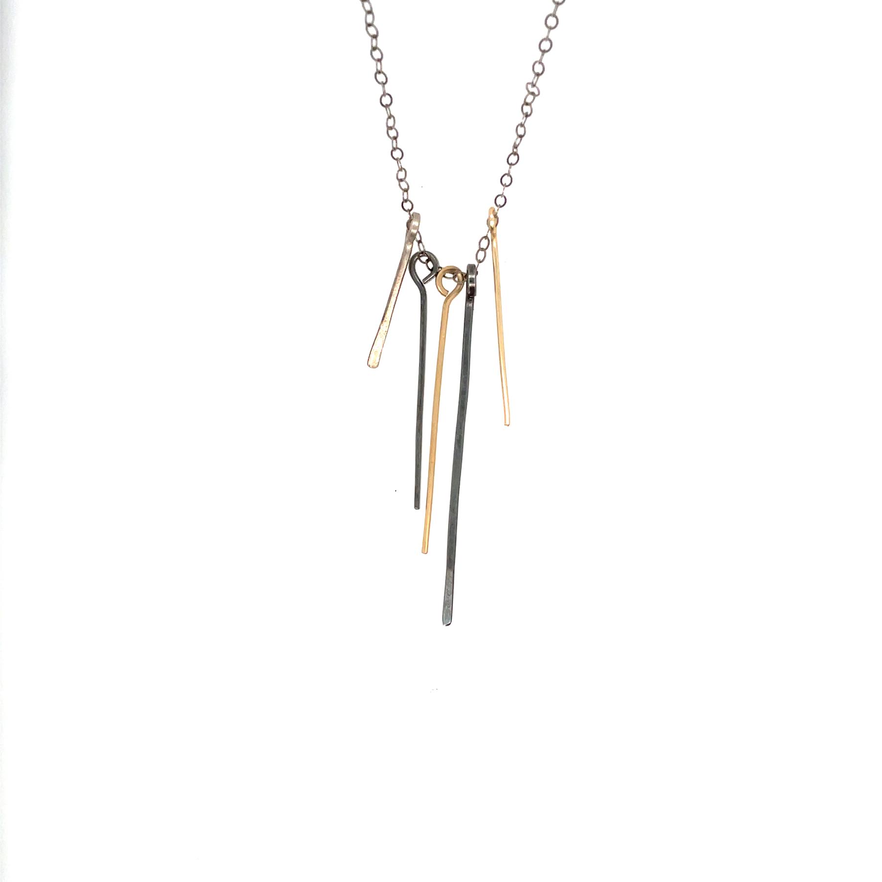 Image of Sliding Bars Thin Cable Chain Necklace - Mixed Metal - Trunk Show by  RACH B Jewelry
