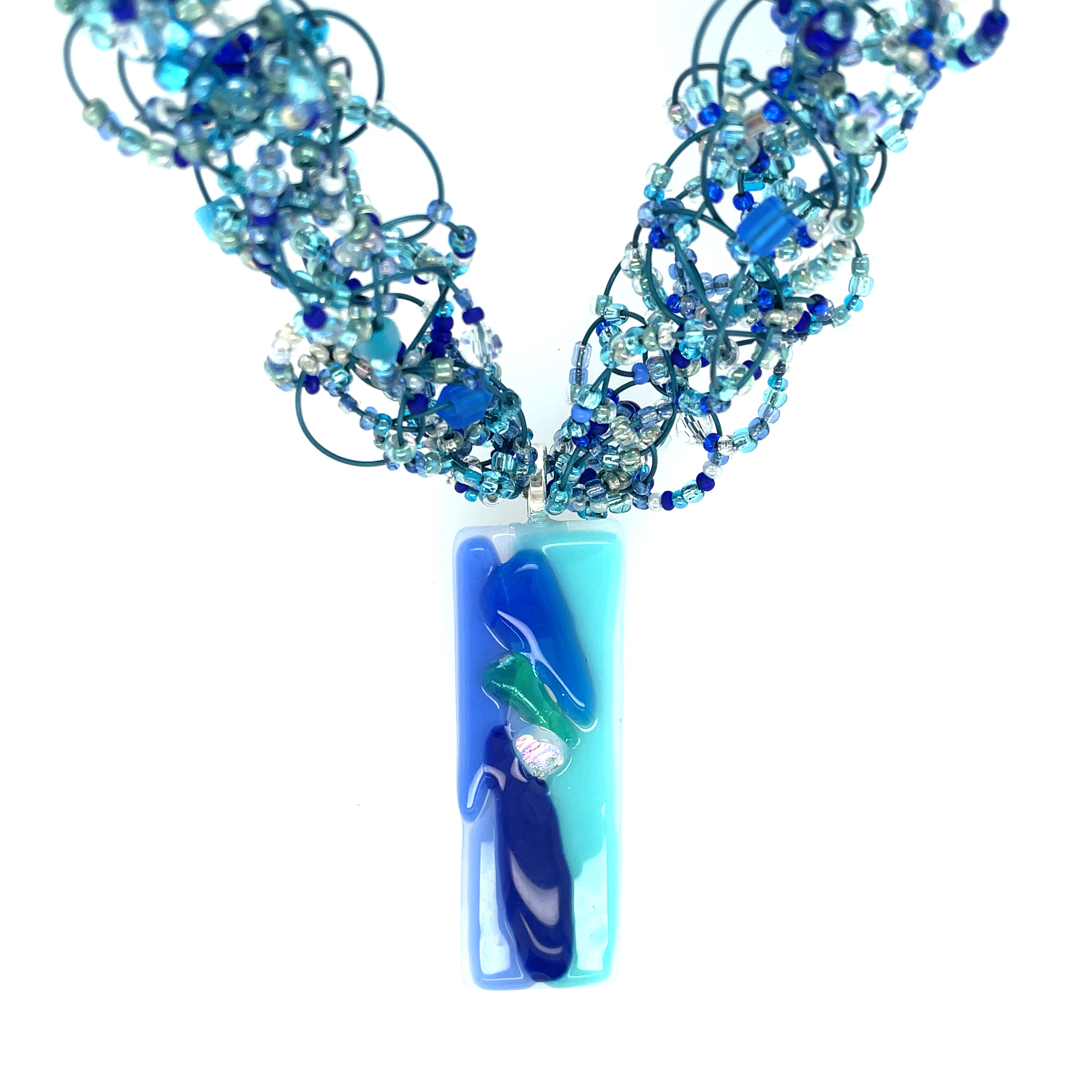 Royal Blues Fused Glass Necklace