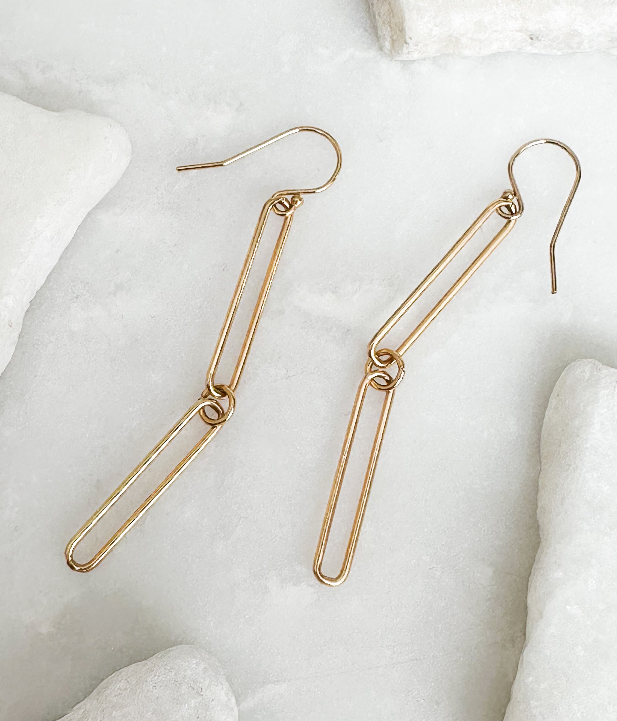 Image of 14k Gold Fill Double Elongated Link Earrings by  RACH B Jewelry