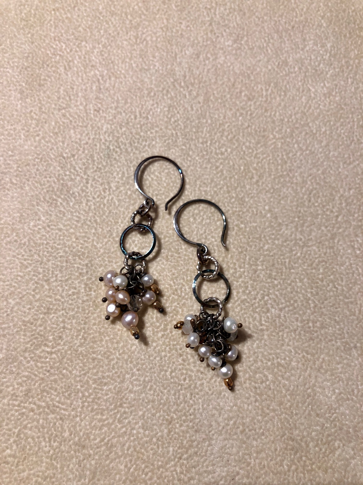 White Pearl Cluster Drop Earrings