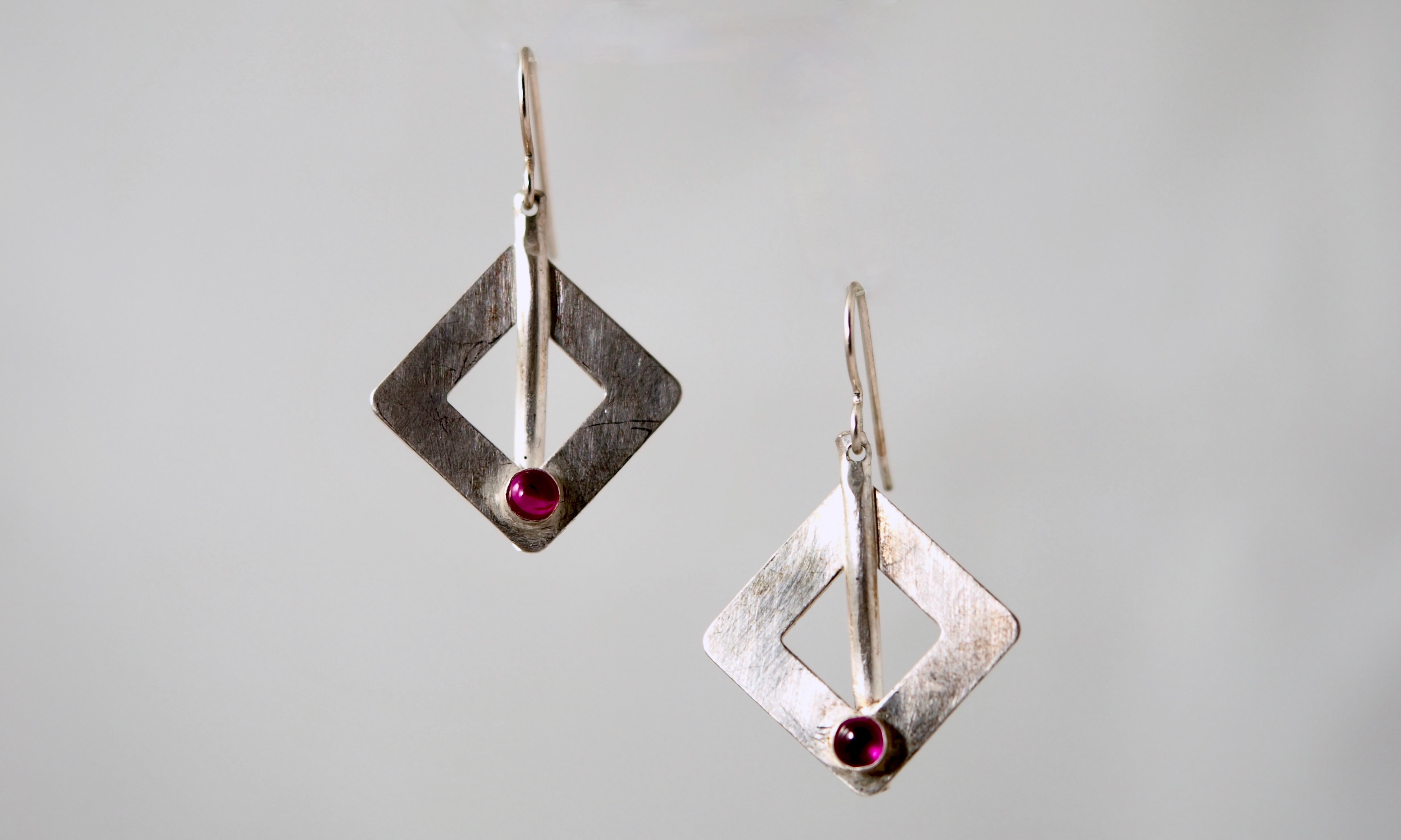 A Little Ruby Earrings - Sterling and Man-Made Rubies