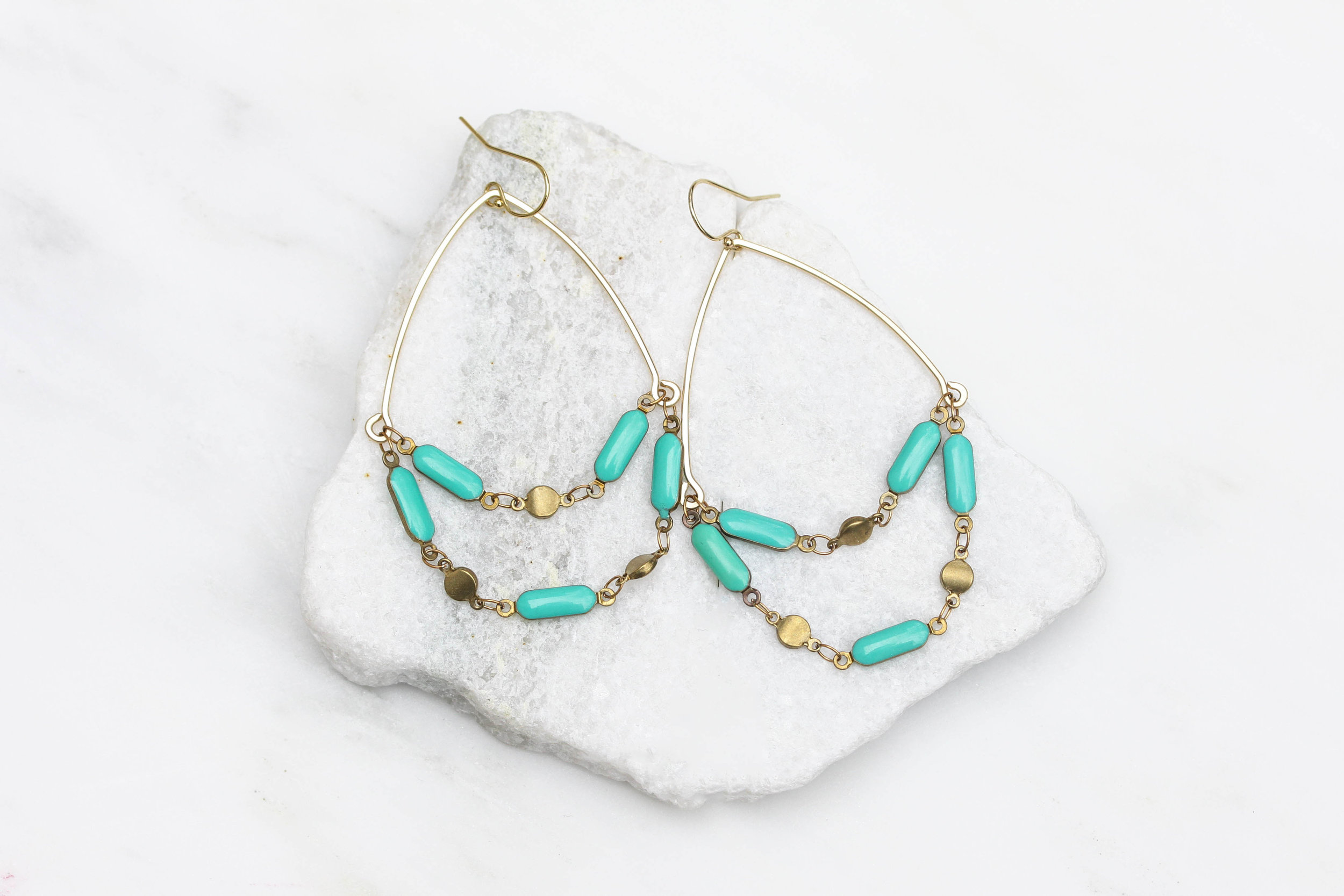 Turquoise Chain Drape Earrings