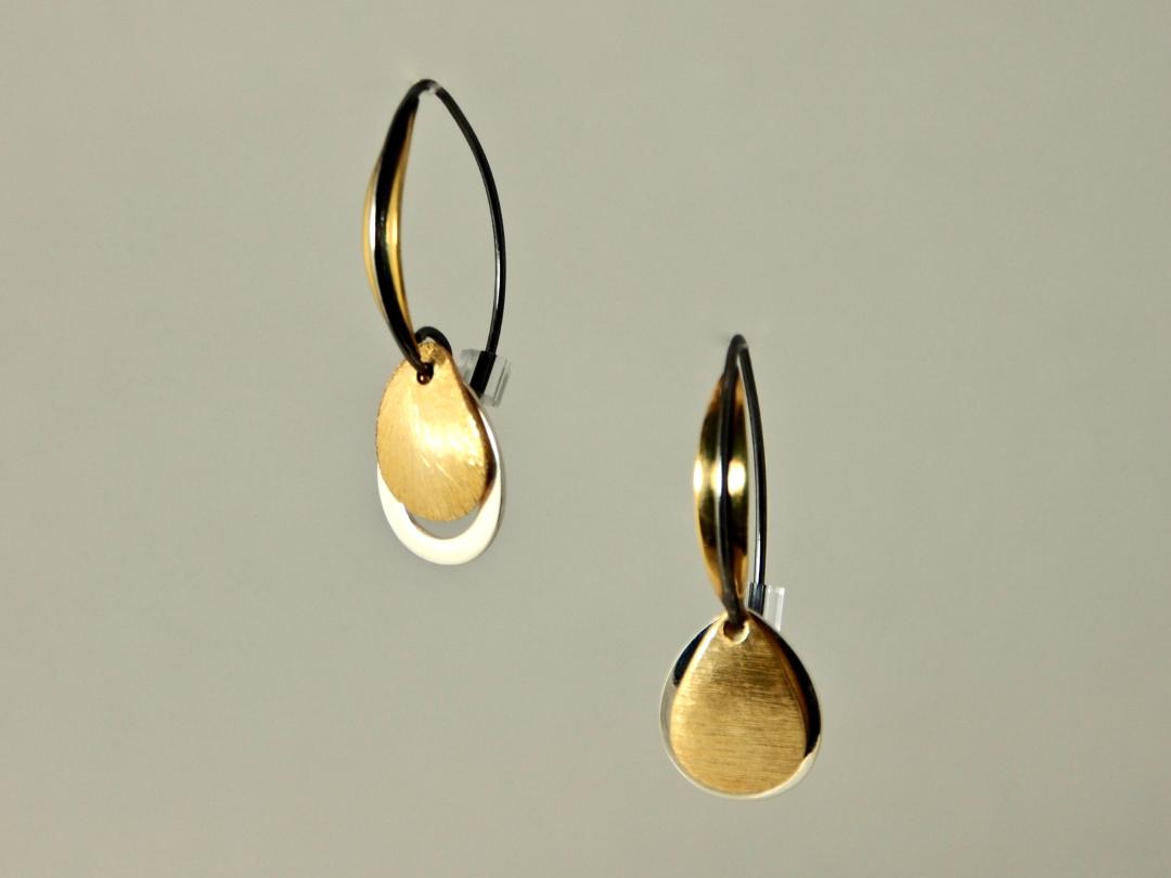 Mixed Metal Dangle Earrings in Sterling Silver and Gold Plate
